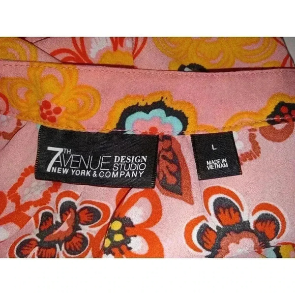 7th Avenue Design Studio New York & Co V-Neck Top Women's Size Large Front Tie - Picture 11 of 12